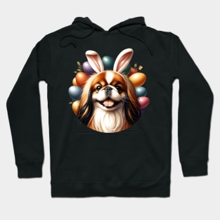 Japanese Chin with Bunny Ears Celebrates Easter Joy Hoodie